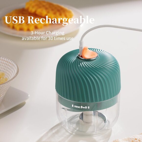 Cordless Electric Garlic Chopper | Mini USB Rechargeable Food Processor with Sta - Picture 5 of 8